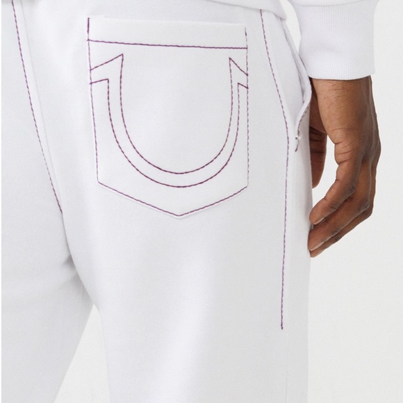 True Religion Optic White w/ Red Seams - Big T Jogger - Men's L - BRAND NEW! - Picture 5 of 6